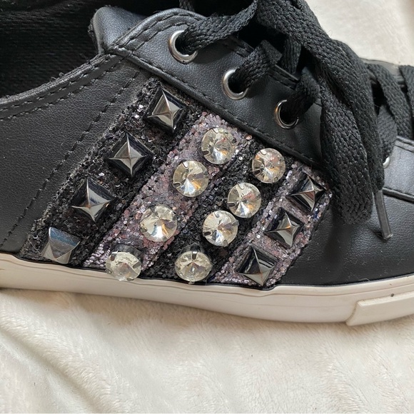 Guess Gally Black Silver Glitter Rhinestone Sneaker - Picture 7 of 12